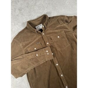Poncho Corduroy Shirt Mens XL Slim Brown Pearl Snap Western Long Sleeve Hiking